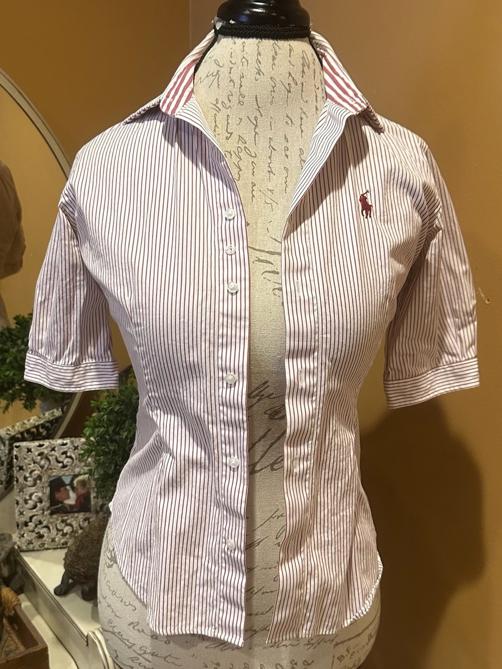 Vintage Y2K Ralph Lauren Blue Label slim fit striped button down top